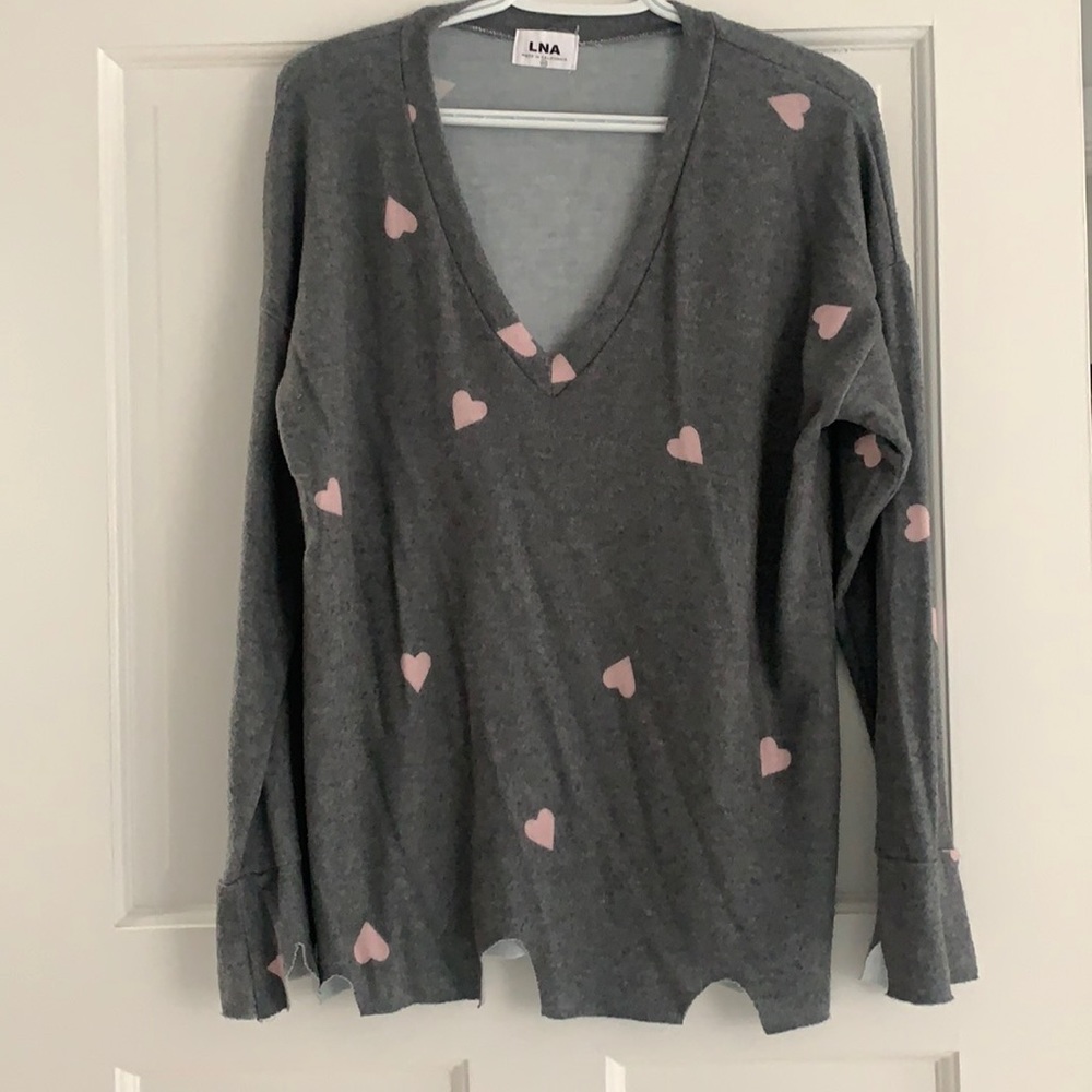 LNA distressed heart sweatshirt size XS